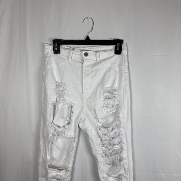 Aphrodite Jeans Womens Size 11 Skinny Jeans Rippped White Denim Jean Distressed - Picture 4 of 9